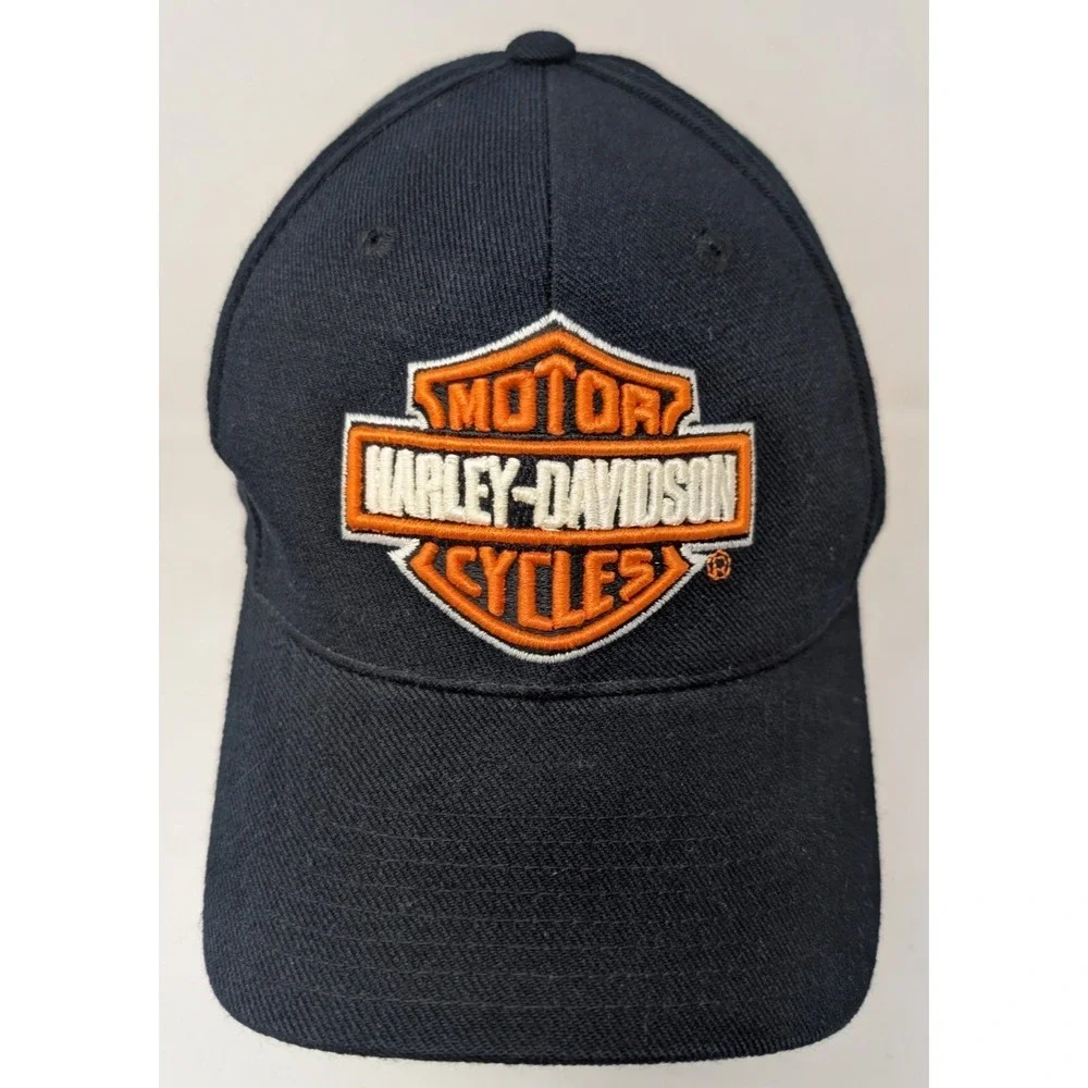 Vintage 90s Harley‎ Davidson Fitted Baseball Cap Hat Black 7 1/2 American Needle